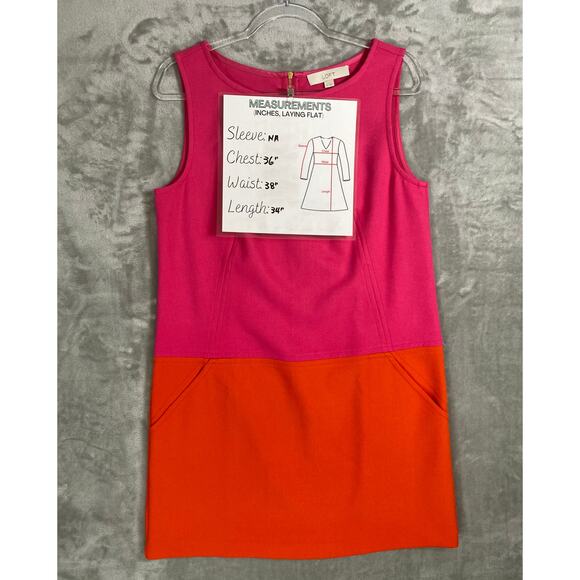 Ann Taylor Loft Vibrant Hot Pink & Orange Short Mini Pocket Dress - Picture 9 of 9